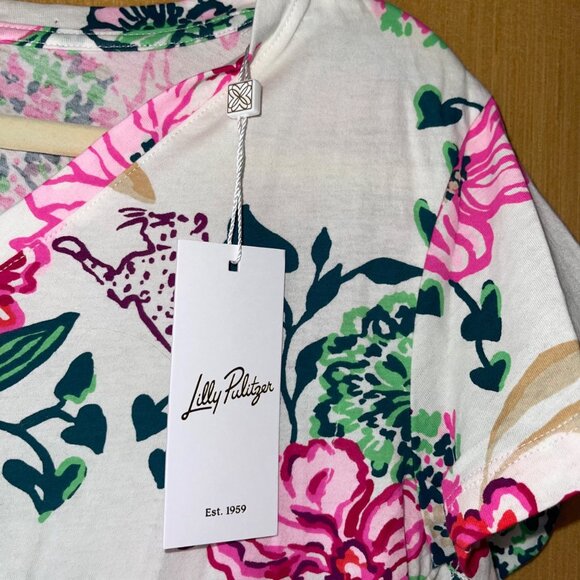 Lilly Pulitzer Meredith Womens Size Small Floral Tee Cotton Pullover V-neck New - Picture 5 of 11